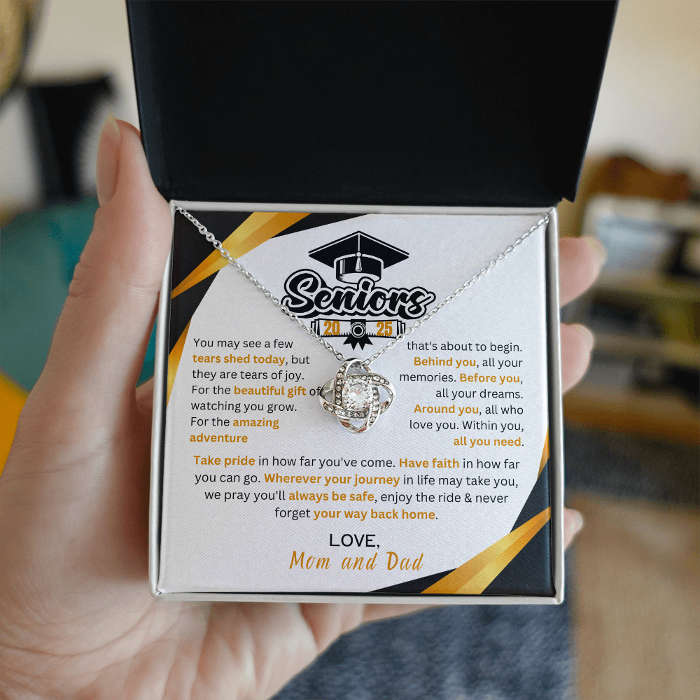 Graduation Gift Love Knot Necklace Necklace "In Every Step You Take, We're Always with You"