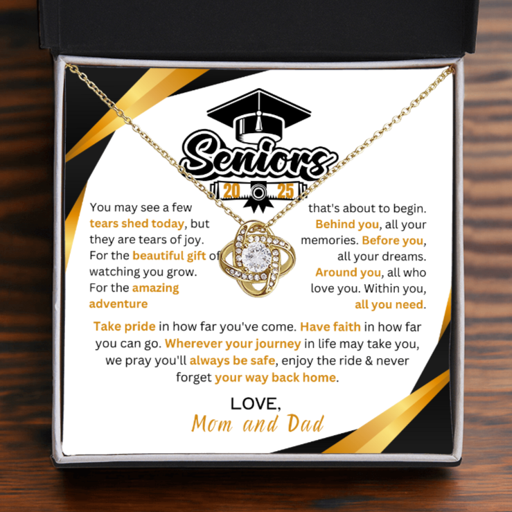 Graduation Gift Love Knot Necklace Necklace "In Every Step You Take, We're Always with You"