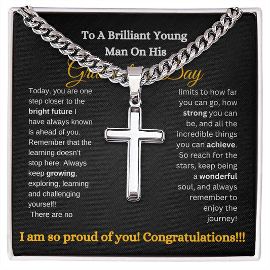 Brilliant Young Man Graduation Cross Chain