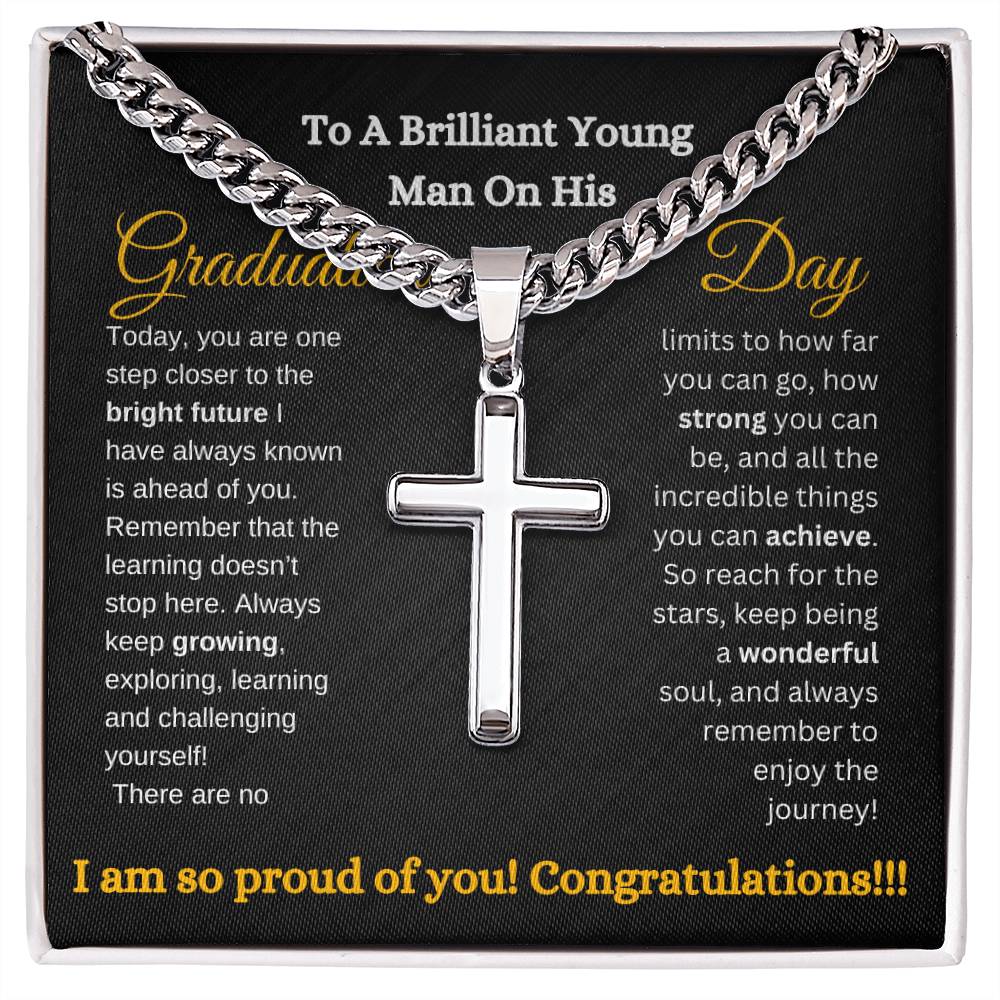 Brilliant Young Man Graduation Cross Chain