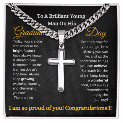 Brilliant Young Man Graduation Cross Chain
