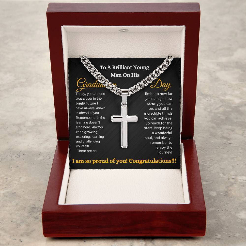 Brilliant Young Man Graduation Cross Chain