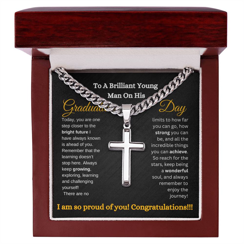 Brilliant Young Man Graduation Cross Chain