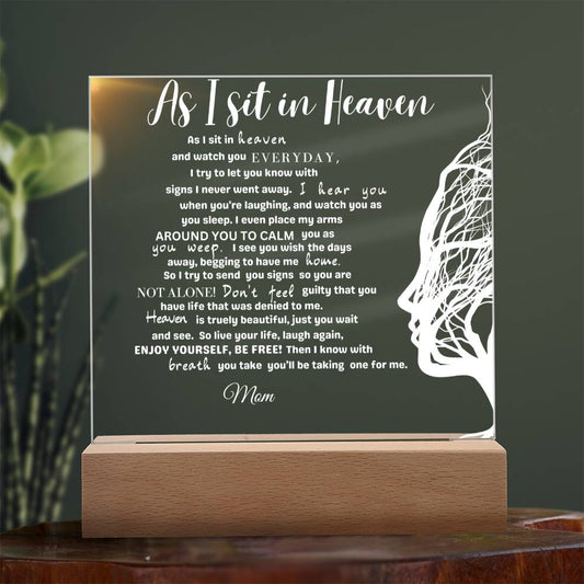 "Mother's Eternal Embrace: As I Sit in Heaven" Plaque