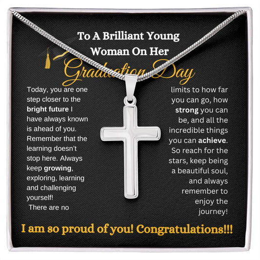 Brilliant Young Woman Graduation Cross Necklace