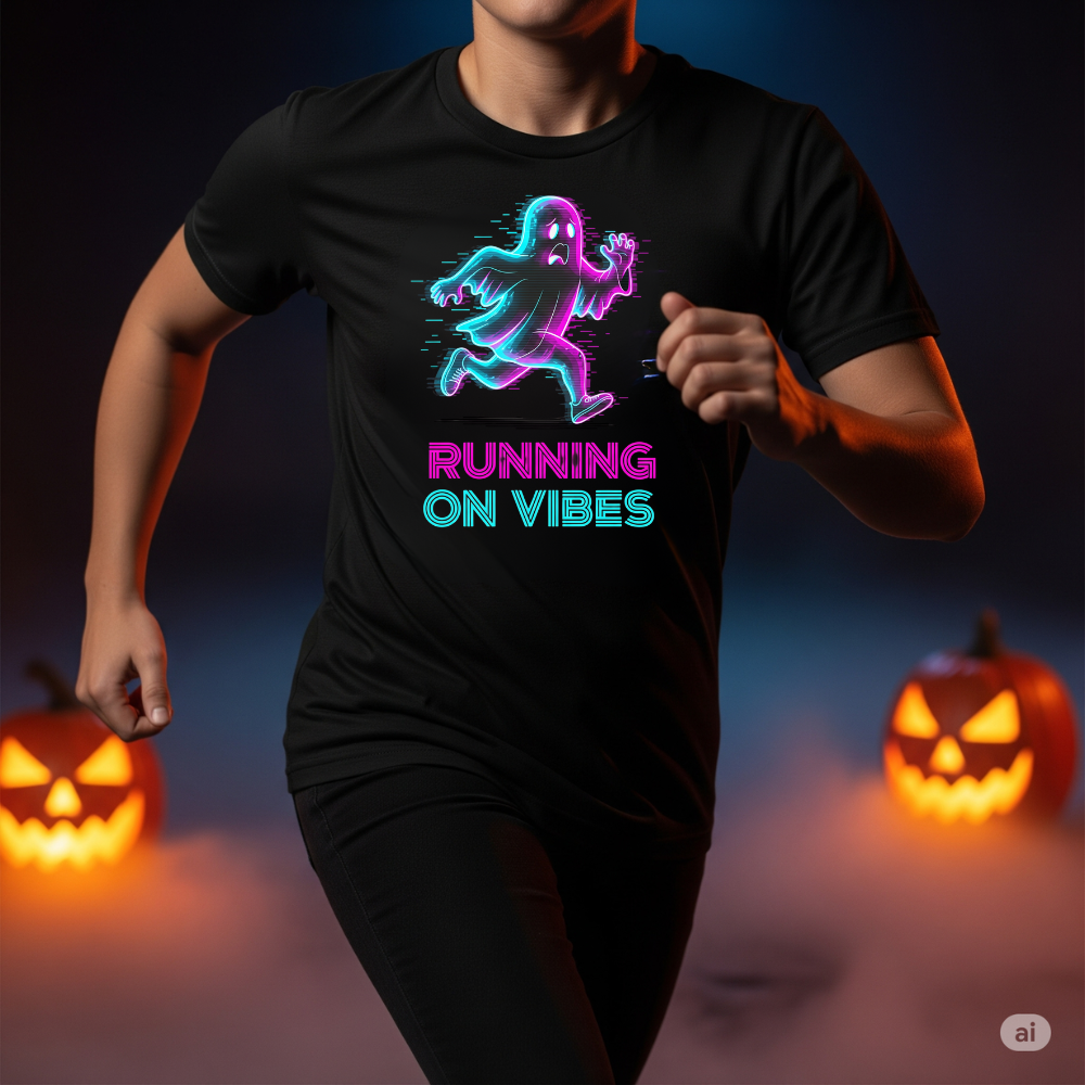 Bella + Canvas "Running on Vibes" Cyber-Ghost Tee