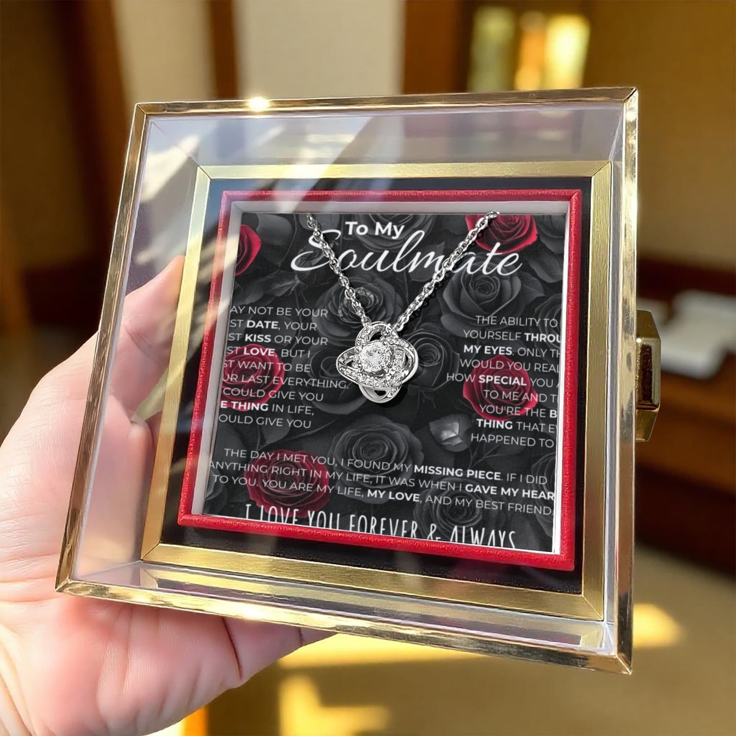 Personalized Soulmate | I love you forever  |  Spinning Rose Box