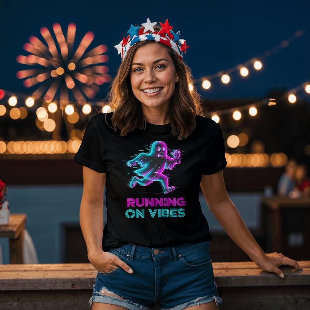 Bella + Canvas "Running on Vibes" Cyber-Ghost Tee