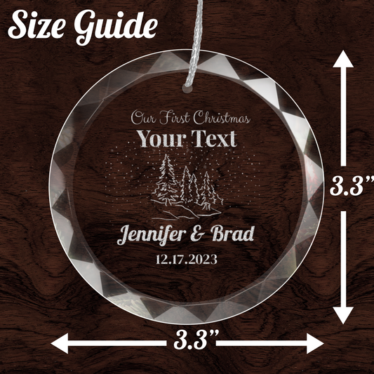 Personalized "Our First Christmas" Engraved Custom GLASS Ornament With Gift Box