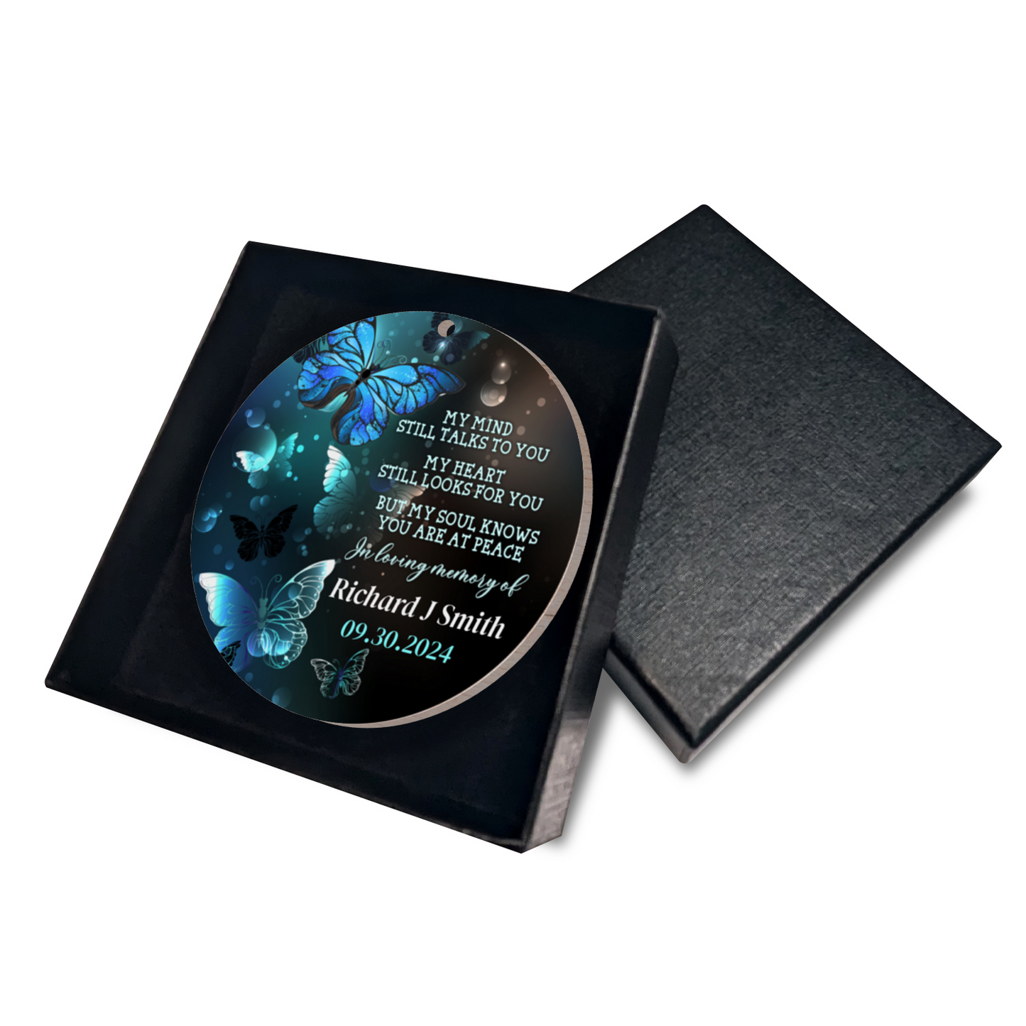 Personalized  Birchwood or Ceramic Memorial Ornament With Gift Box