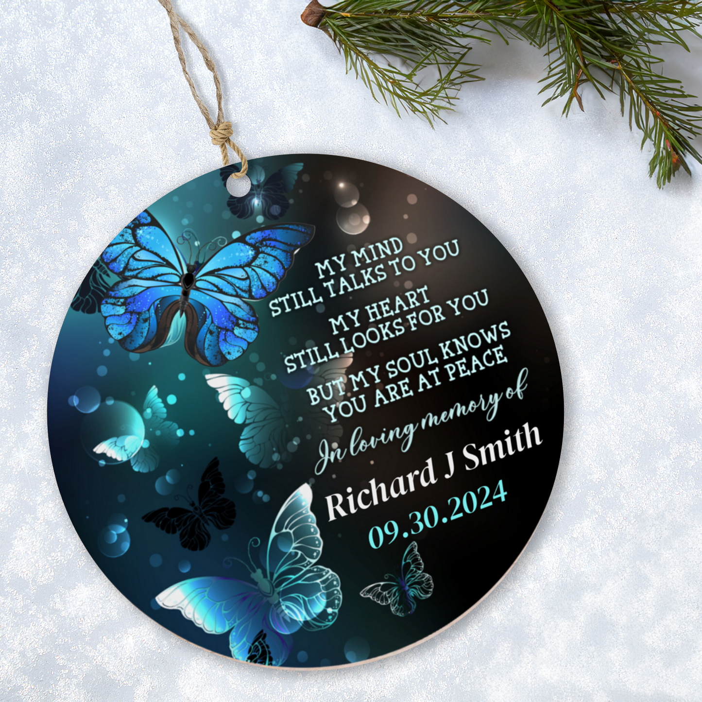 Personalized  Birchwood or Ceramic Memorial Ornament With Gift Box