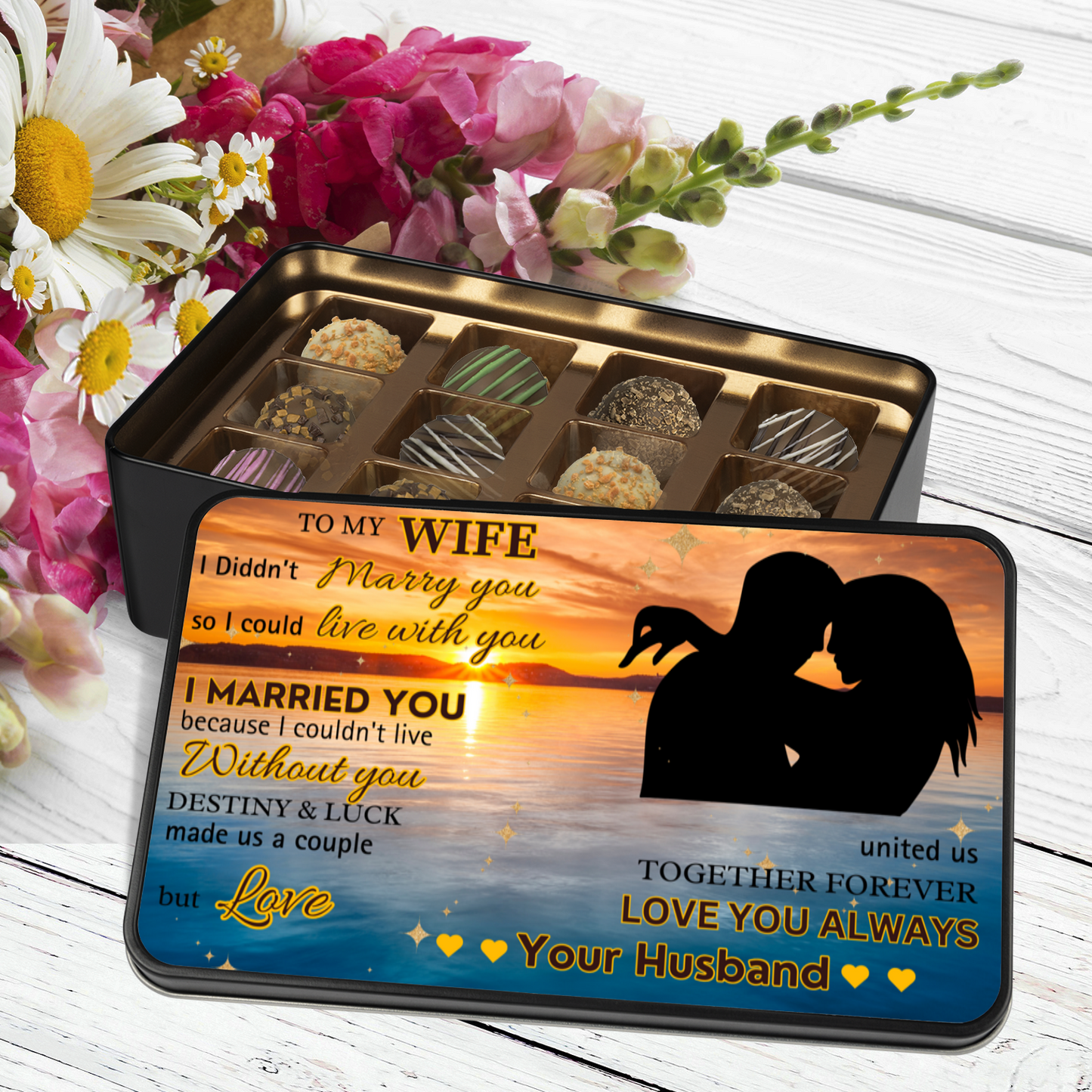 Personalized "I Married You" Keepsake Tin w/ Chocolates