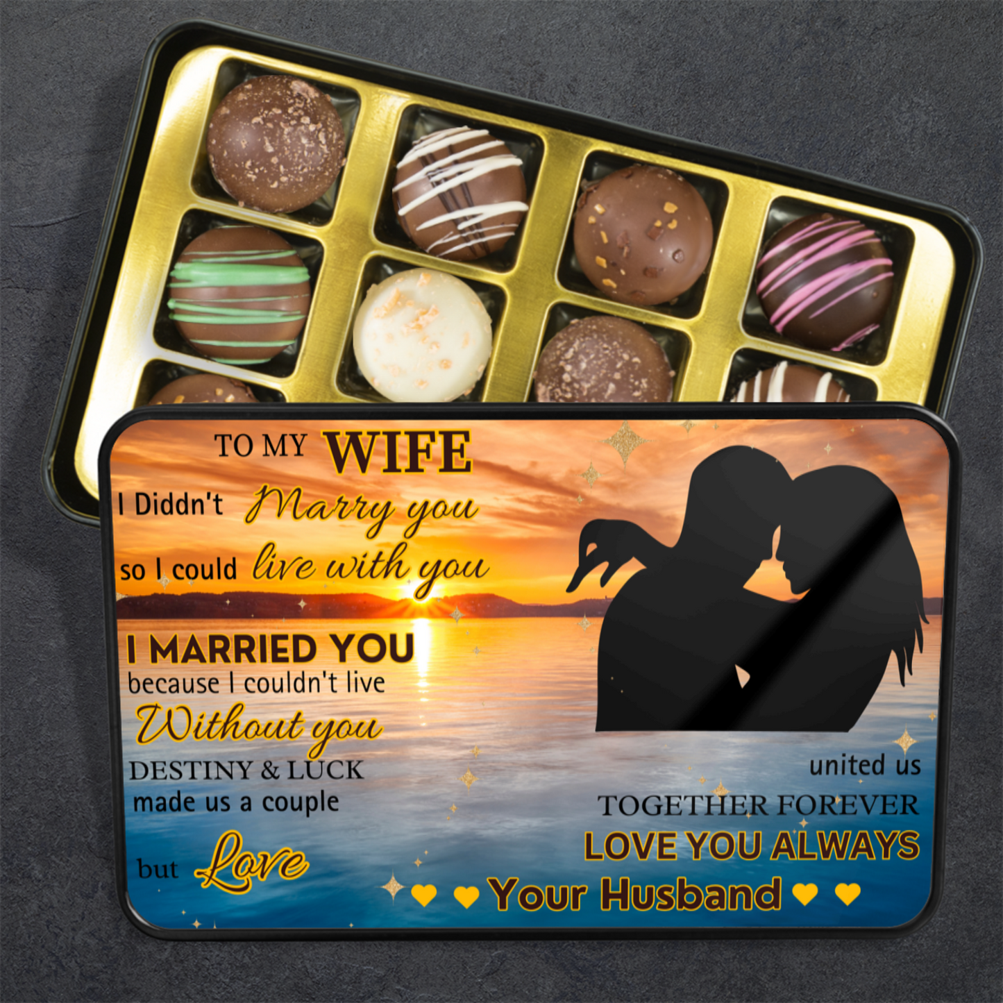 Personalized "I Married You" Keepsake Tin w/ Chocolates