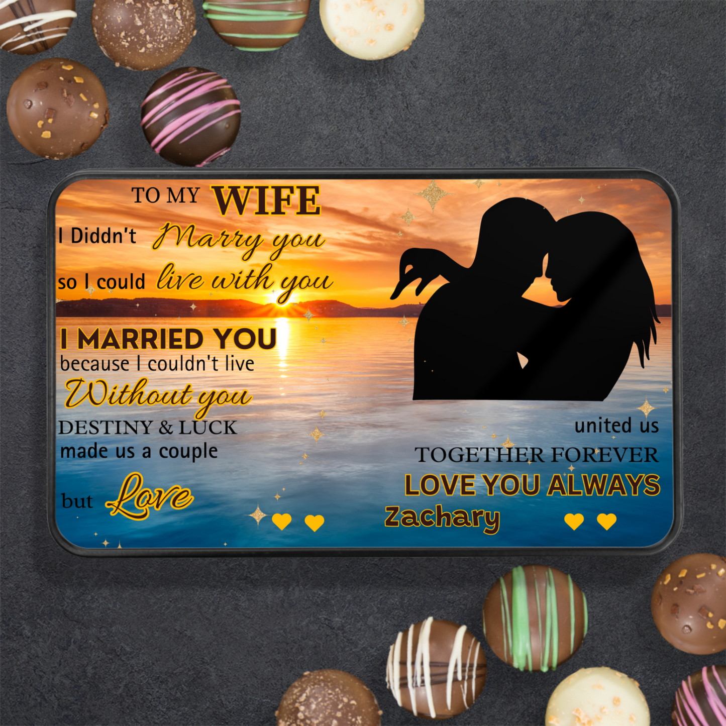 Personalized "I Married You" Keepsake Tin w/ Chocolates