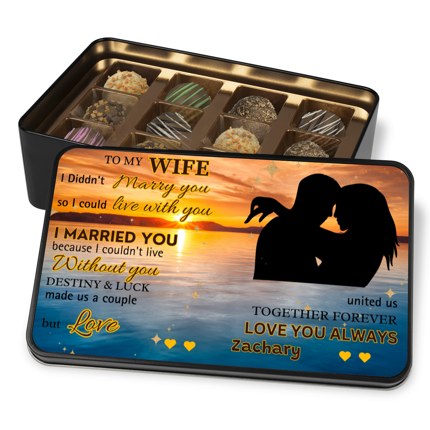 Personalized "I Married You" Keepsake Tin w/ Chocolates