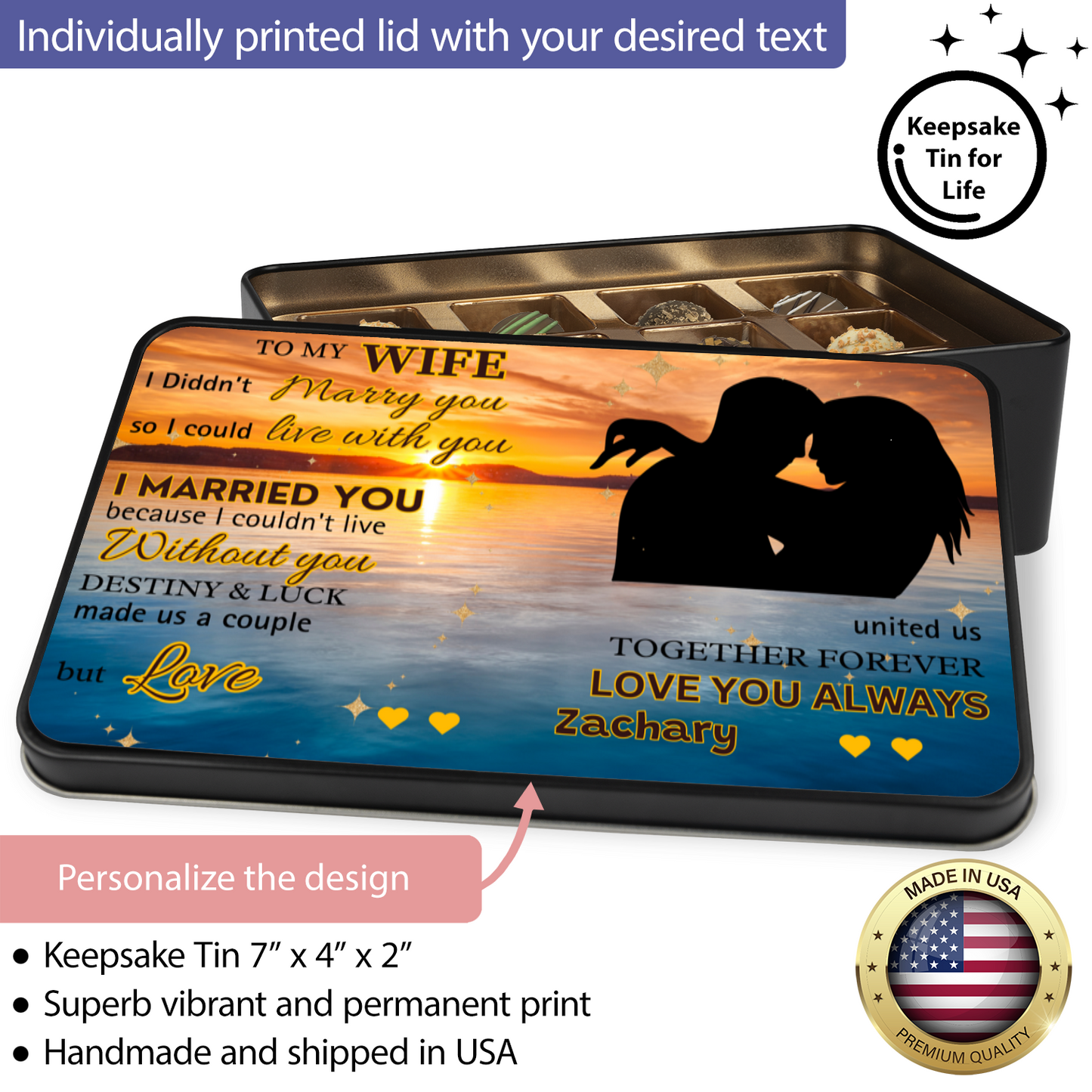 Personalized "I Married You" Keepsake Tin w/ Chocolates