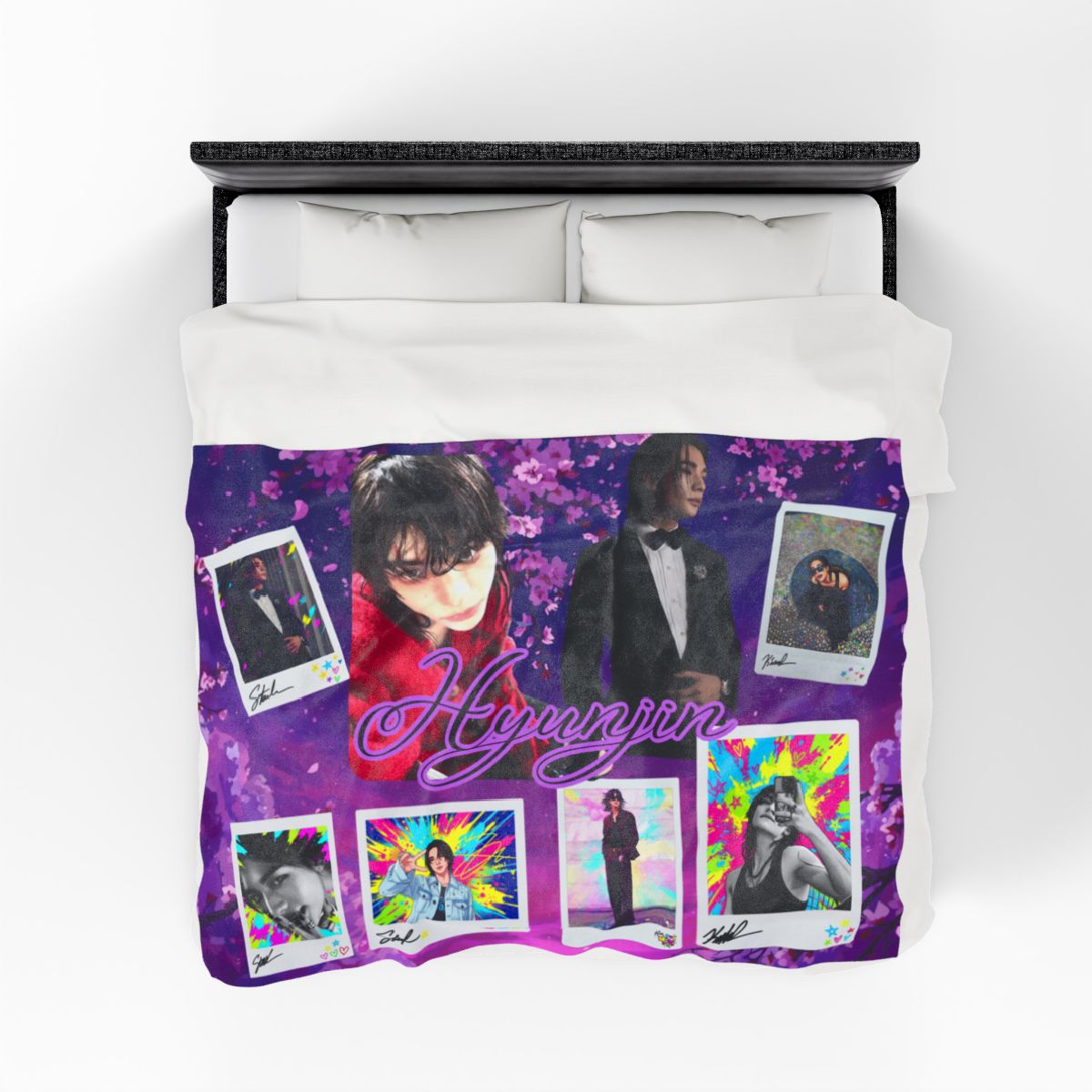 Hyunjin Stray Kids Blanket | Custom K-pop Collage Blanket | Cozy Velveteen Fan Gift for STAY