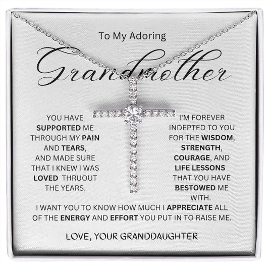To  My Grandmother-From Granddaughter CZ Cross Necklace