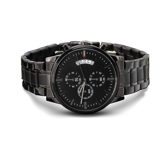 Men's Customizable Engraved Black Chronograph Watch