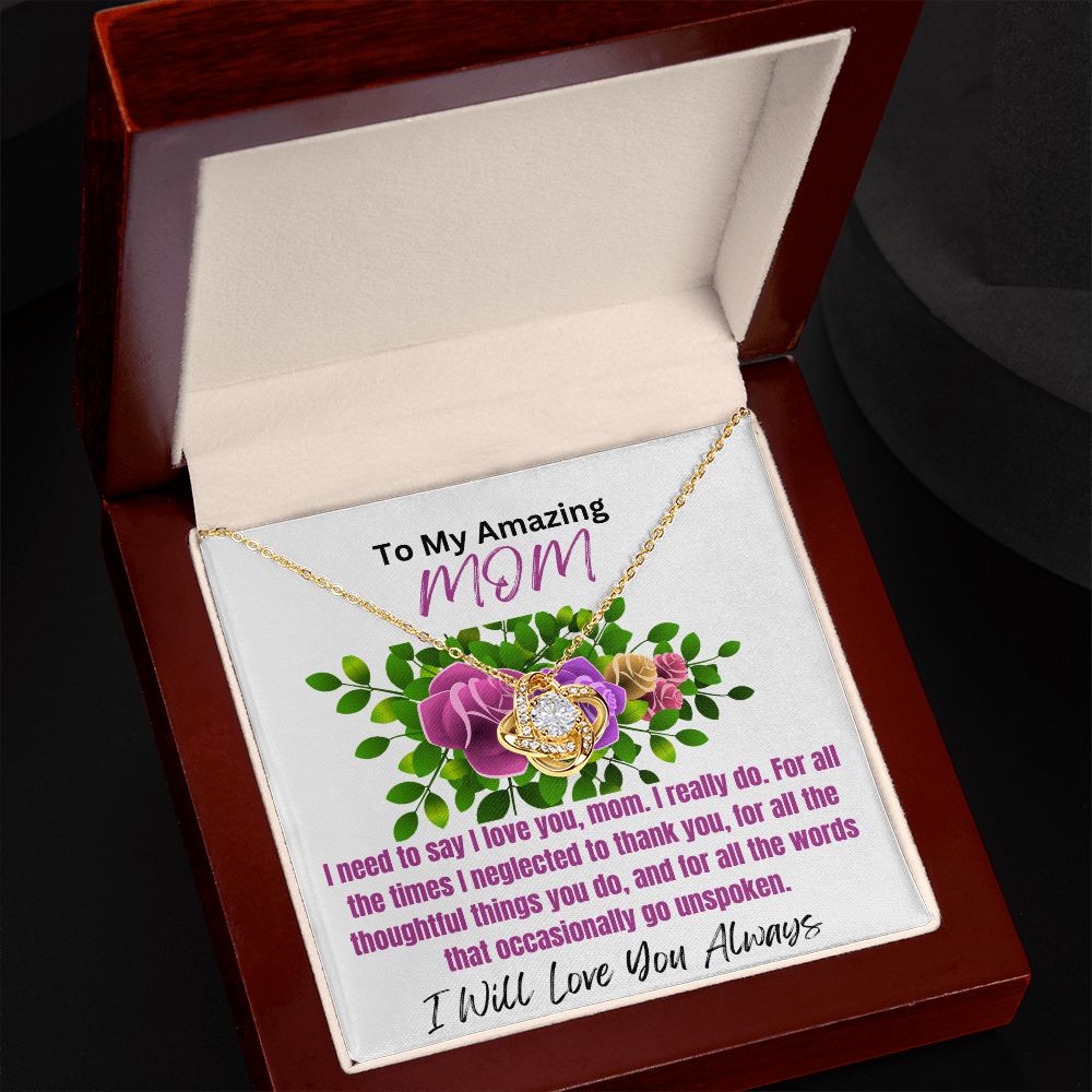 To Mom-I Need To Say-Love Knot Necklace