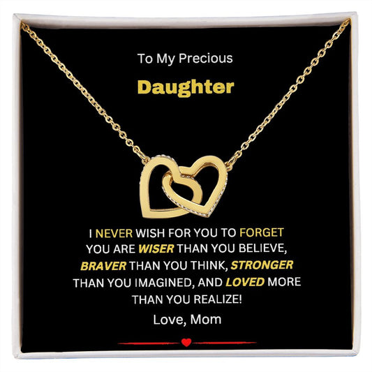 To My Loving Daughter-Mom- Interlocking Hearts Necklace