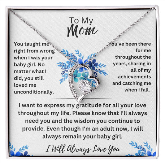 to Mom- Expressing Gratitude-Forever Love Necklace